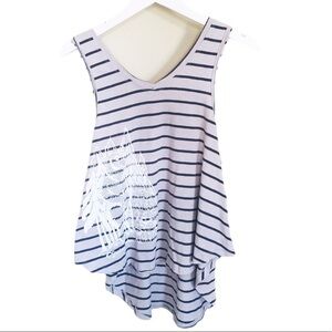 LOVEMAKING.CA Hi Low Fit Stripe Tank With Bear Mountain Print Grey Size Small